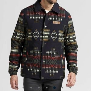 Pendleton Men's Geometric Pattern Jacket - Black and Brown, sz small
